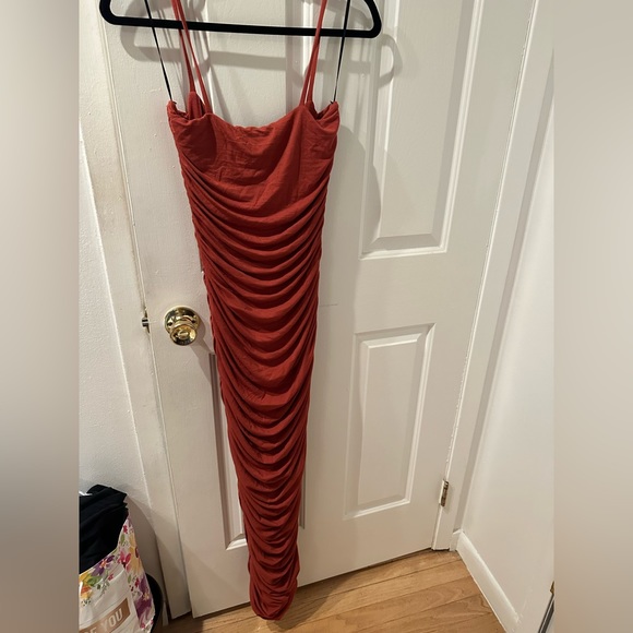 JLUXLABEL ankle length dress burnt orange worn once - Picture 3 of 3